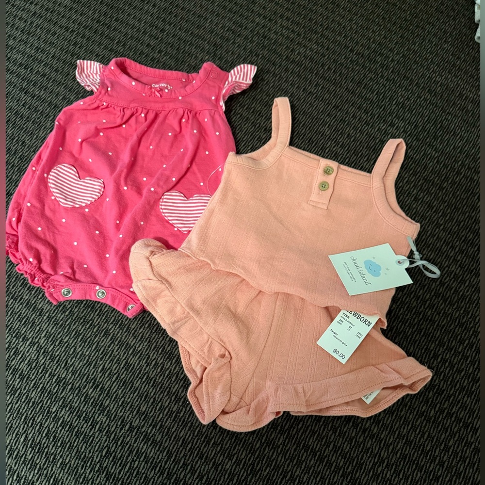 Pink Baby Romper Set & Peach set